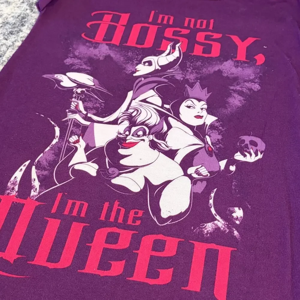 Disney Store Villains Nightshirt Girls Purple Not Bossy‎ I'm The Queen Size 9/10